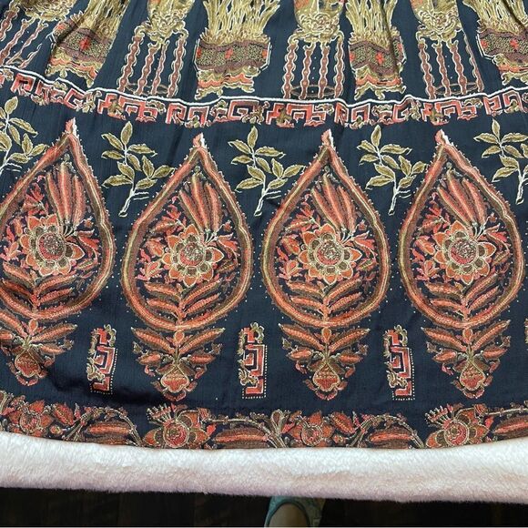Fortina Vintage Floral Design Black Red Boho Skirt Size Medium - Picture 7 of 11